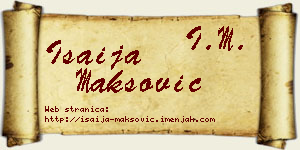 Isaija Maksović vizit kartica